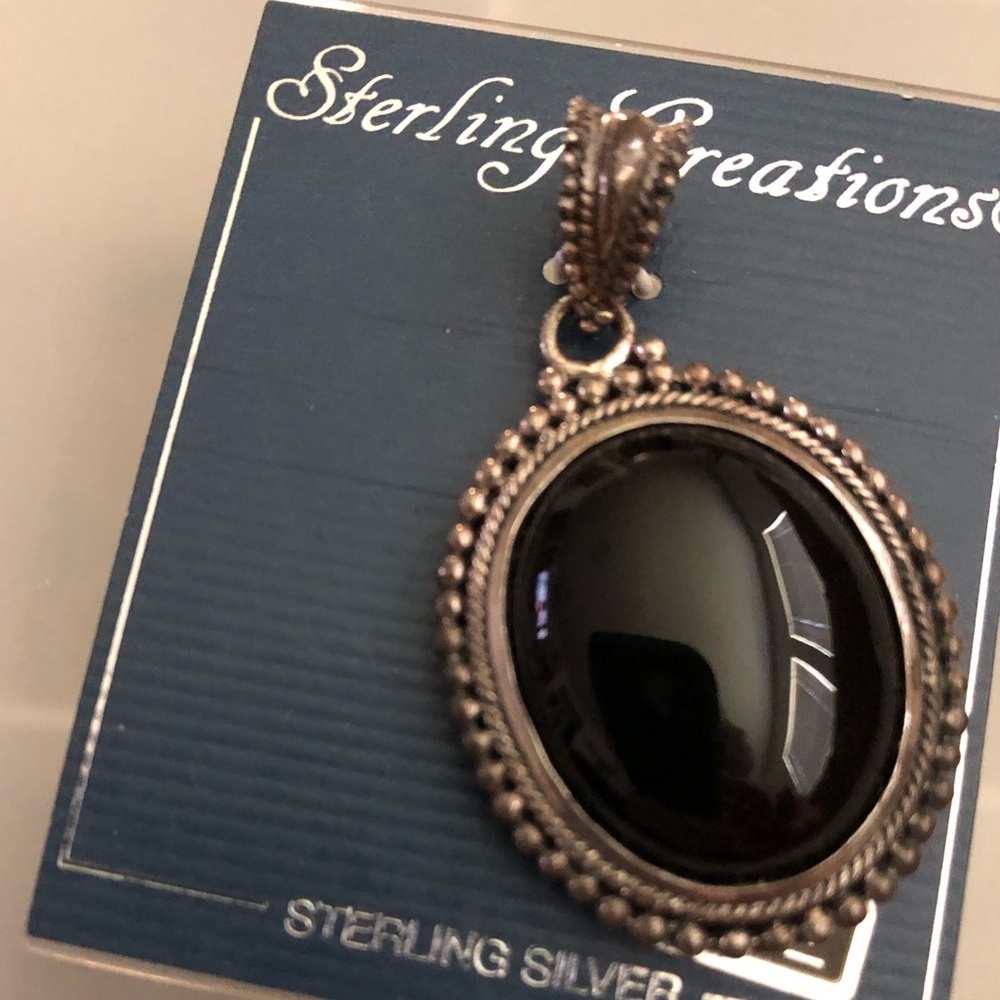 Elegant Black and  Sterling Silver Pendant